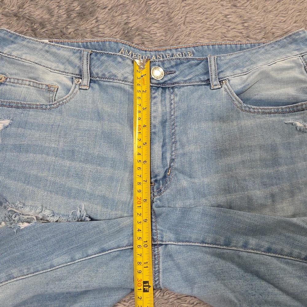 American Eagle Outfitters Light Blue Distressed Denim Cutoff Shorts Size 14! - Picture 10 of 12